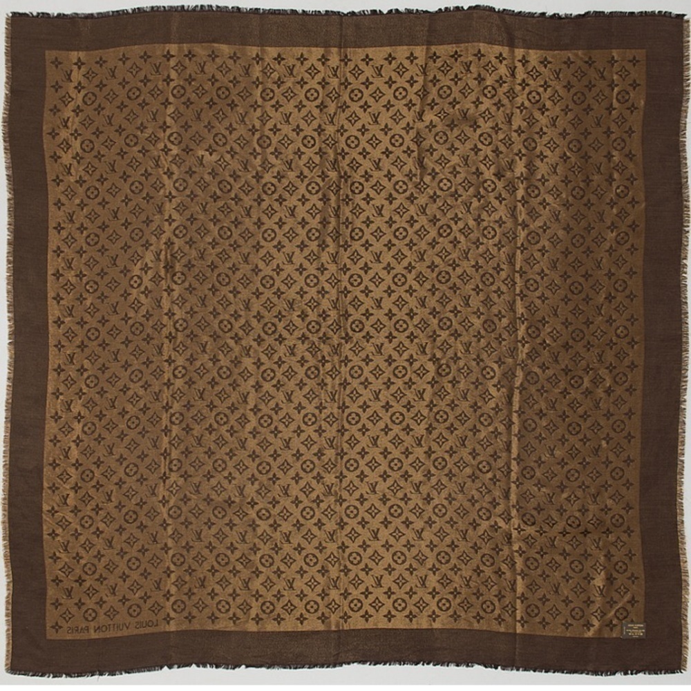 LOUIS VUITTON Silk Wool Blend Metallic Thread Throughout 401910 Scarf